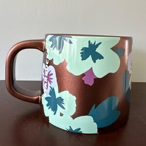 Starbucks Bronze Floral Flower Pansy Coffee Mug 14oz 2020 EUC